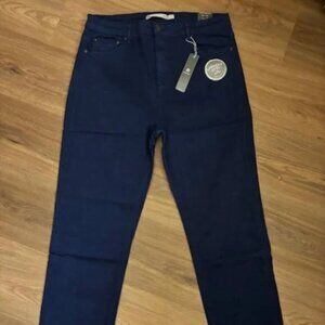 Tractr NWT Mona Navy Blue Dyed Hi Rise Cropped Slim Fit Jeans Size 14